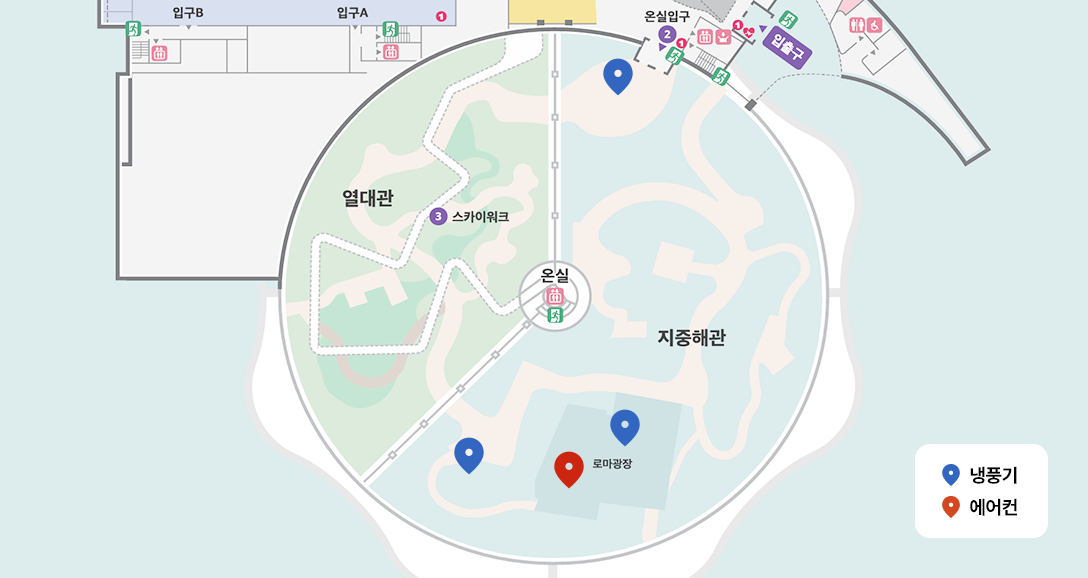 온실 평면도. 자세한 내용 본문 참조