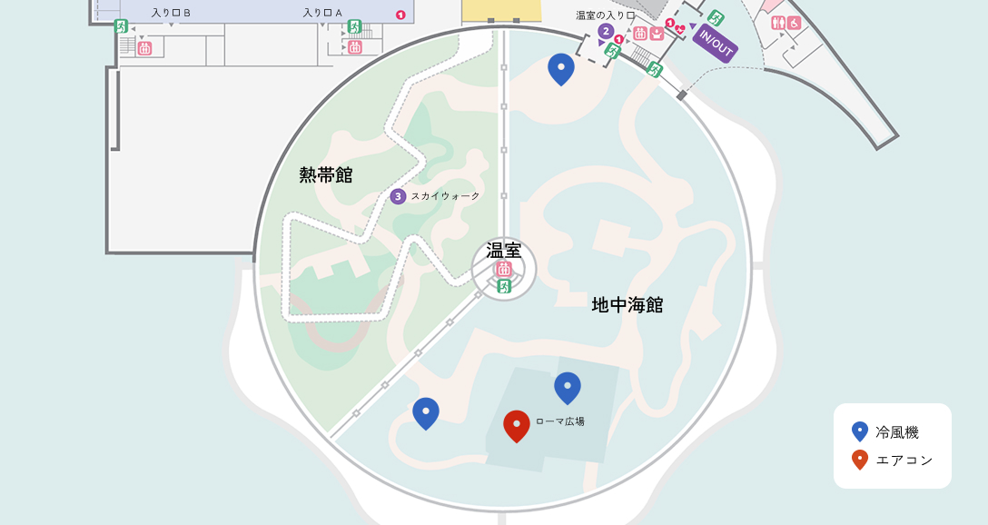 온실 평면도. 자세한 내용 본문 참조